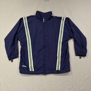 SIMS Jacket Mens Large Navy Blue Striped Windbreaker Collared Full Zip‎ Pockets